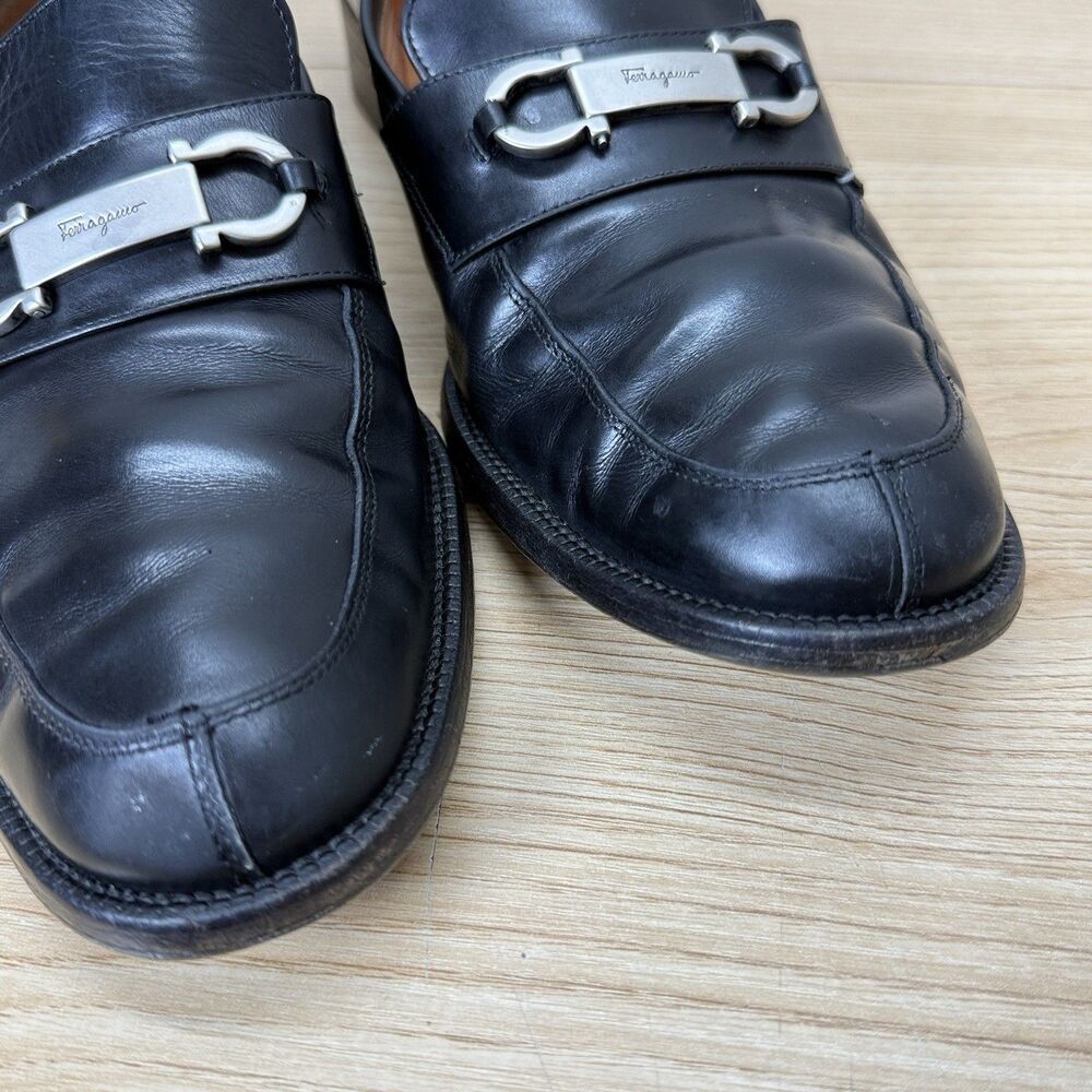 Salvatore Ferragamo Horsebit Loafers Womens 7.5 B Leather Black Office Event - Picture 4 of 13